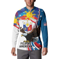 Personalized Filipino-American Button Sweatshirt The Eight-Rayed Sun with Bald Eagle LT9 - Polynesian Pride