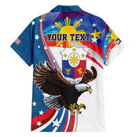 Personalized Filipino-American Family Matching Off Shoulder Short Dress and Hawaiian Shirt The Eight-Rayed Sun with Bald Eagle