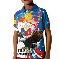 Personalized Filipino-American Kid Polo Shirt The Eight-Rayed Sun with Bald Eagle