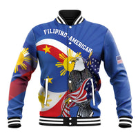 Personalized Filipino-American Baseball Jacket Philippines Coat Of Arms with Bald Eagle LT9 Unisex White - Polynesian Pride