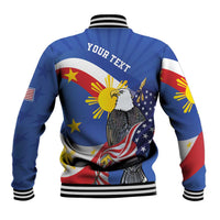 Personalized Filipino-American Baseball Jacket Philippines Coat Of Arms with Bald Eagle LT9 - Polynesian Pride