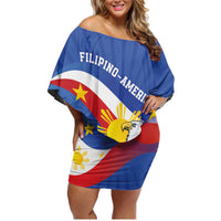 Personalized Filipino-American Family Matching Off Shoulder Short Dress and Hawaiian Shirt Philippines Coat Of Arms with Bald Eagle LT9 Mom's Dress White - Polynesian Pride