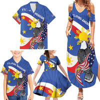 Personalized Filipino-American Family Matching Summer Maxi Dress and Hawaiian Shirt Philippines Coat Of Arms with Bald Eagle LT9 - Polynesian Pride