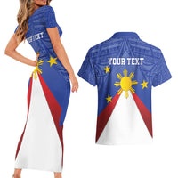 Personalized Pilipinas Eight-Rayed Sun Couples Matching Short Sleeve Bodycon Dress and Hawaiian Shirt Philippines Map With Polynesian Style LT9 - Polynesian Pride