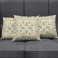 Squares Maile Leaf Pillow Cover Beige Palaka Hawaiian Quilt Pattern - Polynesian Pride