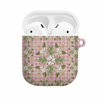 Squares Maile Leaf AirPods Case Pink Palaka Hawaiian Quilt Pattern - Polynesian Pride