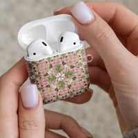 Squares Maile Leaf AirPods Case Pink Palaka Hawaiian Quilt Pattern - Polynesian Pride