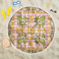 Squares Puakenikeni and Kalo Beach Blanket Pink Palaka Hawaiian Quilt Pattern LT9 One Size 150cm Pink - Polynesian Pride
