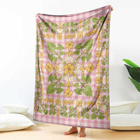 Squares Puakenikeni and Kalo Blanket Pink Palaka Hawaiian Quilt Pattern - Polynesian Pride