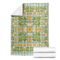 Squares Puakenikeni and Kalo Blanket Turquoise Palaka Hawaiian Quilt Pattern - Polynesian Pride