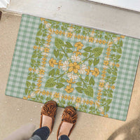 Squares Puakenikeni and Kalo Rubber Doormat Turquoise Palaka Hawaiian Quilt Pattern LT9 - Polynesian Pride