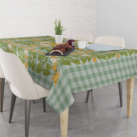 Squares Puakenikeni and Kalo Tablecloth Turquoise Palaka Hawaiian Quilt Pattern - Polynesian Pride
