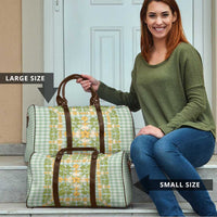 Squares Puakenikeni and Kalo Travel Bag Turquoise Palaka Hawaiian Quilt Pattern - Polynesian Pride
