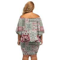 Mele Kalikimaka Hawaii Christmas Family Matching Off Shoulder Short Dress and Hawaiian Shirt Aloha Spirit with Hawaiian Quilt Pattern LT9 - Polynesian Pride