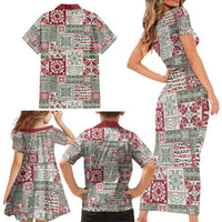 Mele Kalikimaka Hawaii Christmas Family Matching Short Sleeve Bodycon Dress and Hawaiian Shirt Aloha Spirit with Hawaiian Quilt Pattern LT9 - Polynesian Pride