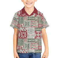 Mele Kalikimaka Hawaii Christmas Family Matching Summer Maxi Dress and Hawaiian Shirt Aloha Spirit with Hawaiian Quilt Pattern LT9 Son's Shirt Beige - Polynesian Pride