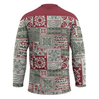 Mele Kalikimaka Hawaii Christmas Hockey Jersey Aloha Spirit with Hawaiian Quilt Pattern - Polynesian Pride