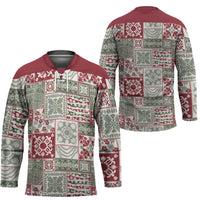 Mele Kalikimaka Hawaii Christmas Hockey Jersey Aloha Spirit with Hawaiian Quilt Pattern - Polynesian Pride