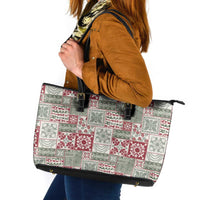 Mele Kalikimaka Hawaii Christmas Leather Tote Bag Aloha Spirit with Hawaiian Quilt Pattern - Polynesian Pride