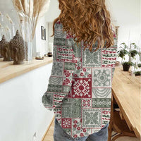 Mele Kalikimaka Hawaii Christmas Women Casual Shirt Aloha Spirit with Hawaiian Quilt Pattern - Polynesian Pride