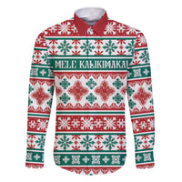 Mele Kalikimaka Hawaii Christmas Family Matching Off The Shoulder Long Sleeve Dress and Hawaiian Shirt Hawaiian Quilt Pattern Style LT9 Dad's Shirt - Long Sleeve Beige - Polynesian Pride