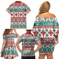 Mele Kalikimaka Hawaii Christmas Family Matching Off Shoulder Short Dress and Hawaiian Shirt Hawaiian Quilt Pattern Style LT9 - Polynesian Pride
