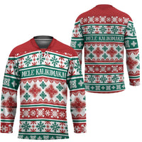 Mele Kalikimaka Hawaii Christmas Hockey Jersey Hawaiian Quilt Pattern Style - Polynesian Pride