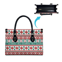 Mele Kalikimaka Hawaii Christmas Leather Bag Hawaiian Quilt Pattern Style - Polynesian Pride