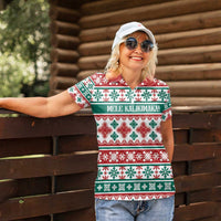 Mele Kalikimaka Hawaii Christmas Women Polo Shirt Hawaiian Quilt Pattern Style - Polynesian Pride