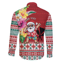 Santa Surf Mele Kalikimaka Personalized Family Matching Long Sleeve Bodycon Dress and Hawaiian Shirt Aloha Tropical Christmas Vibes LT9 - Polynesian Pride