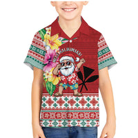Santa Surf Mele Kalikimaka Personalized Family Matching Mermaid Dress and Hawaiian Shirt Aloha Tropical Christmas Vibes LT9 Son's Shirt Red - Polynesian Pride