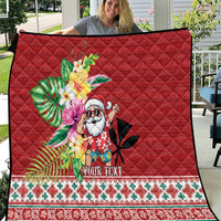 Santa Surf Mele Kalikimaka Personalized Quilt Aloha Tropical Christmas Vibes - Polynesian Pride