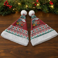 Shaka Sign Skull Mele Kalikimaka Personalized Christmas Santa Hat Hawaiian Quilt Pattern - Polynesian Pride