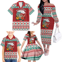 Shaka Sign Skull Mele Kalikimaka Personalized Family Matching Off The Shoulder Long Sleeve Dress and Hawaiian Shirt Hawaiian Quilt Pattern LT9 - Polynesian Pride