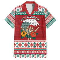 Shaka Sign Skull Mele Kalikimaka Personalized Family Matching Off The Shoulder Long Sleeve Dress and Hawaiian Shirt Hawaiian Quilt Pattern LT9 Dad's Shirt - Short Sleeve Red - Polynesian Pride