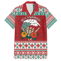Shaka Sign Skull Mele Kalikimaka Personalized Family Matching Short Sleeve Bodycon Dress and Hawaiian Shirt Hawaiian Quilt Pattern LT9 Dad's Shirt - Short Sleeve Red - Polynesian Pride
