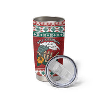 Shaka Sign Skull Mele Kalikimaka Personalized Tumbler Cup Hawaiian Quilt Pattern - Polynesian Pride
