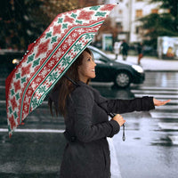 Shaka Sign Skull Mele Kalikimaka Personalized Umbrella Hawaiian Quilt Pattern - Polynesian Pride