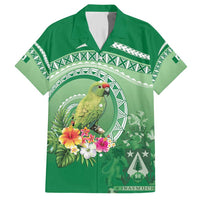 Norfolk Parakeet Tropical Family Matching Short Sleeve Bodycon Dress and Hawaiian Shirt Norfolk Island Tribal Pattern LT9 Dad's Shirt - Short Sleeve Green - Polynesian Pride