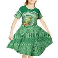 Norfolk Parakeet Tropical Kid Short Sleeve Dress Norfolk Island Tribal Pattern