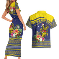 Monuina e Kilisimasi Niue Christmas Couples Matching Short Sleeve Bodycon Dress and Hawaiian Shirt Niuean Tribal Pattern LT9 - Polynesian Pride