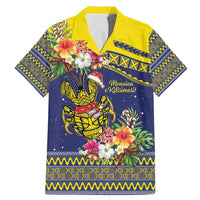 Monuina e Kilisimasi Niue Christmas Family Matching Mermaid Dress and Hawaiian Shirt Niuean Tribal Pattern LT9 Dad's Shirt - Short Sleeve Gold - Polynesian Pride