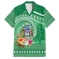 Norfolk Island Pine Tree Christmas Family Matching Off The Shoulder Long Sleeve Dress and Hawaiian Shirt Coat of Arm and Polynesian Pattern LT9 Dad's Shirt - Short Sleeve Green - Polynesian Pride