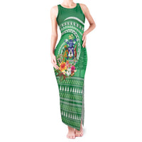 Norfolk Island Pine Tree Christmas Tank Maxi Dress Coat of Arm and Polynesian Pattern LT9 Women Green - Polynesian Pride