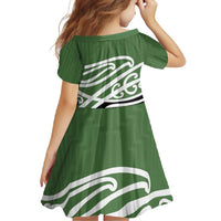 Green Fern New Zealand Kowhai Ngutukak Family Matching Short Sleeve Bodycon Dress and Hawaiian Shirt - Polynesian Pride