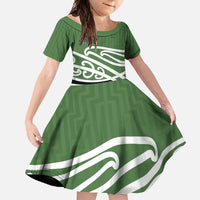 Green Fern New Zealand Kowhai Ngutukak Family Matching Tank Maxi Dress and Hawaiian Shirt - Polynesian Pride