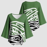 Green Fern New Zealand Kowhai Ngutukak Kimono Sleeve Blouse - Polynesian Pride