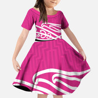 All Pink New Zealand Kowhai Ngutukak Family Matching Puletasi and Hawaiian Shirt - Polynesian Pride