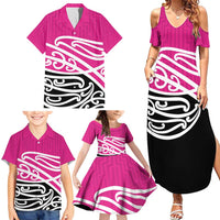 All Pink New Zealand Kowhai Ngutukak Family Matching Summer Maxi Dress and Hawaiian Shirt - Polynesian Pride