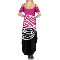 All Pink New Zealand Kowhai Ngutukak Family Matching Summer Maxi Dress and Hawaiian Shirt - Polynesian Pride